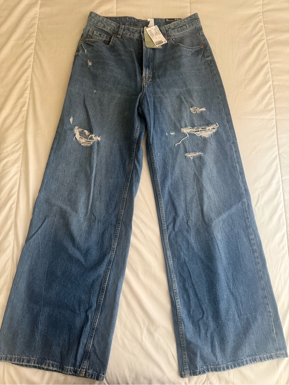 H&M Women's Distressed Blue Bootcut Jeans